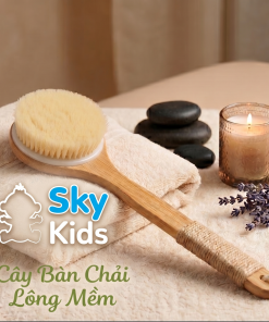 Bàn Chải Chà Lưng Gỗ Tre Sợi Mềm - Sky Kids