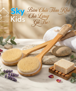 Cây Bàn Chải Chà Lưng Gỗ Tre Sky Kids, Tắm Khô Body Tẩy Tế Bào Chết Lưu Thông Máu